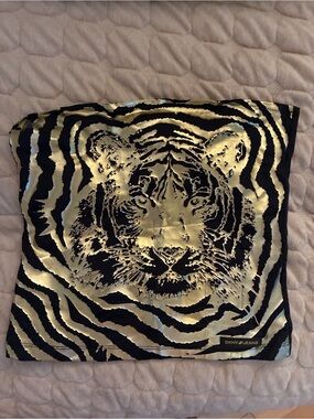 DKNY Black and Gold Metallic Print Stretch Tube Top